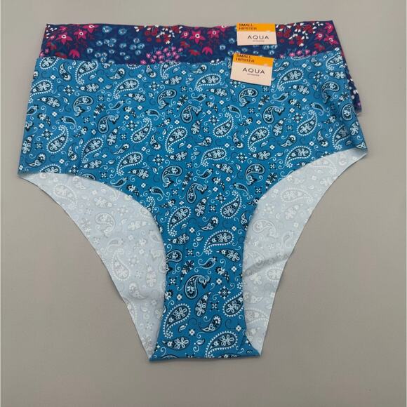 Aqua Intimates Panties Womens Small Hipster Set of 5 Colorful Paisley Hearts - Picture 3 of 4